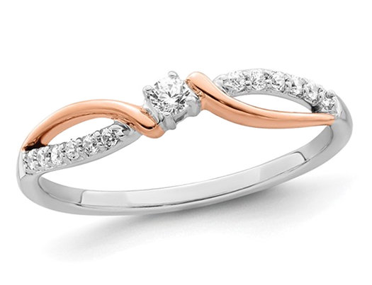 1/7 Carat (ctw) Diamond Promise Ring in 14K White & Rose Pink Gold