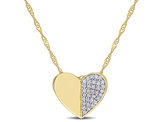 1/10 Carat (ctw) Diamond Heart Pendant Necklace in 10K Yellow Gold with Chain