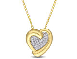 1/6 Carat (ctw) Diamond Heart Pendant Necklace in Yellow Plated Silver with Chain