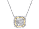 1/4 Carat (ctw) Diamond Square Pendant Necklace in  Plated Sterling Silver with Chain