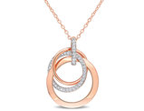 1/5 Carat (ctw) Diamond Triple Circle Pendant Necklace in Pink Plated Silver with Chain
