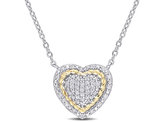 1/4 Carat (ctw) Diamond Heart Rope Pendant Necklace in Sterling Silver with Chain