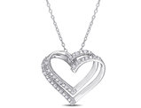1/5 carat (ctw) Diamond Heart Pendant Necklace in Sterling Silver with Chain