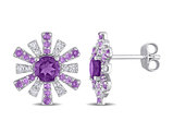 1.75 Carat (ctw) African Amethyst & White Topaz Starburst Earrings in Sterling Silver