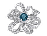 1.00 Carat (ctw) London Blue Topaz and White Topaz Ring in Sterling Silver