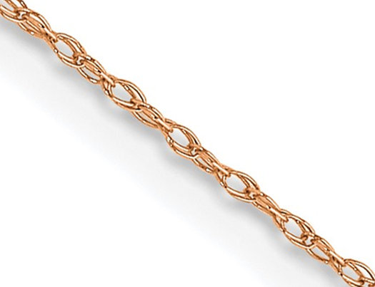 14K Rose Pink Gold Carded Cable Rope .7mm Chain 18 Inches 
