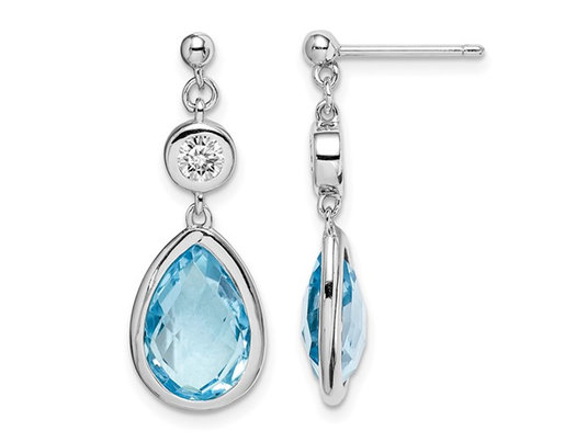 7.50 Carat (ctw) Blue and White Topaz Dangle Earrings in Sterling Silver