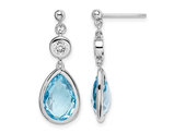 7.50 Carat (ctw) Blue and White Topaz Dangle Earrings in Sterling Silver