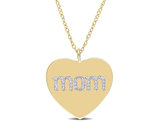 1/10 Carat (ctw) Diamond Heart MOM Pendant Necklace in Yellow Plated Sterling Silver with Chain