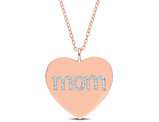 1/10 Carat (ctw) Diamond Heart MOM Pendant Necklace in Yellow Plated Sterling Silver with Chain