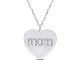 1/10 Carat (ctw) Diamond Heart MOM Pendant Necklace in Sterling Silver with Chain