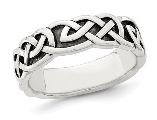 Sterling Silver Antiqued Celtic Knot Band Ring