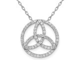 1/3 Carat (ctw) Trinity Celtic Circle Pendant Necklace in 14K White Gold with Chain
