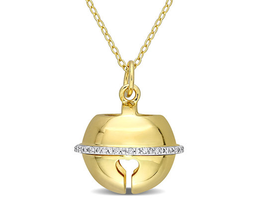 Lock Charm Pendant Necklace in Yellow Plated Sterling Silver with Chain
