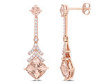 5.00 Carat (ctw) Morganite and White Topaz Drop Earrings in 10K Rose Pink Gold