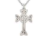 Sterling Silver Antiqued Brushed Celtic Cross Pendant Necklace with Chain