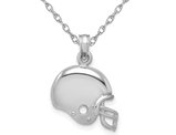 14K White Gold Football Helmet Charm Pendant Necklace with Chain