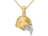 14K Yellow Gold Football Helmet Pendant Necklace with Chain