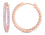 2.80 Carat (ctw) Lab-Created Alexandrite Hoop Earrings 10K Rose Gold