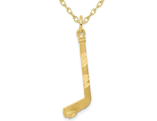 10K Yellow Gold Hockey Stick Pendant Necklace with Chain