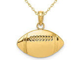 14K Yellow Gold Classic Football Charm Pendant Necklace with Chain