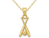 10K Yellow Gold Baseball with Bats Pendant Necklace in with Chain