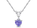 2/5 Carat (ctw) Tanzanite Heart Pendant Necklace in 10K White Gold with Chain
