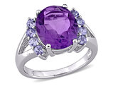 4.50 Carat (ctw) Amethyst and Tanzanite Ring in Sterling Silver