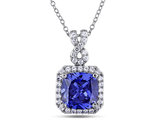 5.70 Carat (ctw) Lab-Created Tanzanite and White Sapphire Pendant Necklace in Sterling Silver with Chain