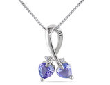 4/5 Carat (ctw) Tanzanite Double Heart Pendant Necklace in Sterling Silver with Chain