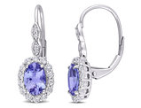 2.30 Carat (ctw) Tanzanite & White White Topaz Leverback Earrings in 14K White Gold