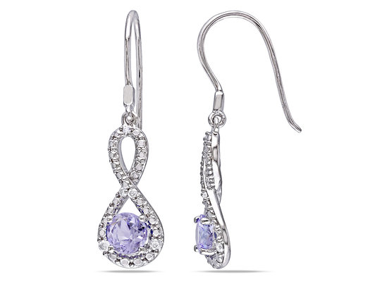 1.00 Carat (ctw) Tanzanite Drop Infinity Earrings in Sterling Silver