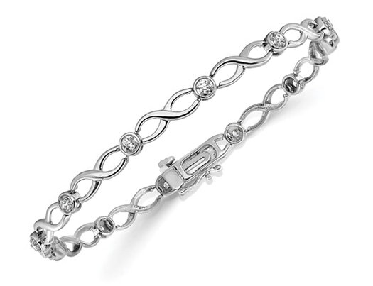 1/2 Carat (ctw) Lab-Grown Diamond Infinity Bracelet in 14K White Gold