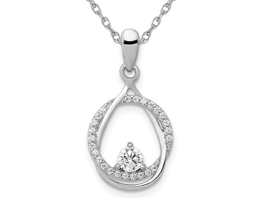 1/3 Carat (ctw H-I, I1-I2) Lab-Grown Diamond Drop Necklace in 14K White Gold with Chain