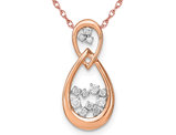 1/8 Carat (ctw H-I, I1-I2) Lab-Grown Diamond Double Drop Pendant Necklace in 14K Rose Pink Gold with Chain