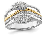 2/5 Carat (ctw) Lab-Grown Diamond Ring in 14K White and Yellow Gold (SIZE 7)