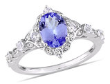 1.65 Carat (ctw) Tanzanite and White Sapphire Ring in 14K White Gold 