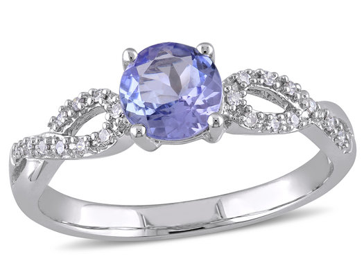 1.00 Carat (ctw) Tanzanite Infnity Ring in 10K White Gold with Diamonds