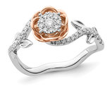 1/4 Carat (ctw) Lab-Grown Diamond Flower Ring in 14K White and Rose Gold