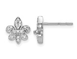 1/6 Carat (ctw) Diamond Fleur de Lis Post Earrings in 14K White Gold
