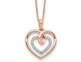 1/10 Carat (ctw) Lab-Grown Diamond Heart Necklace in 14K Rose Pink Gold with Chain