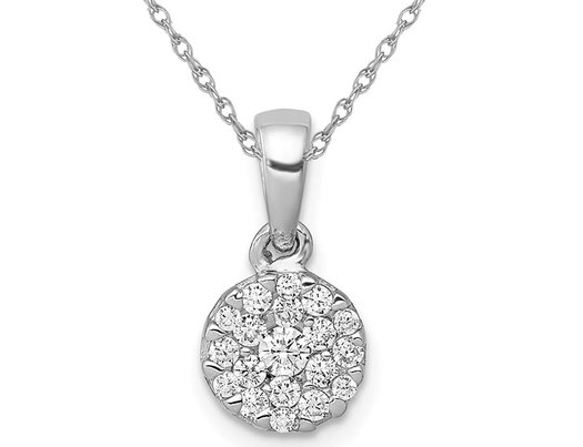 1/4 Carat (ctw) Lab-Grown Diamond Circle Cluster Necklace Pendant in 14K White Gold with Chain