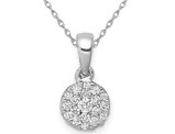 1/4 Carat (ctw) Lab-Grown Diamond Circle Cluster Necklace Pendant in 14K White Gold with Chain