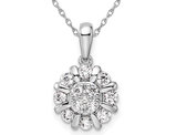 1/2 Carat (ctw) Lab-Grown Diamond Halo Necklace Pendant in 14K White Gold with Chain
