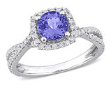 1.10 Carat (ctw) Tanzanite Crossover Ring in 14K White Gold with Diamonds