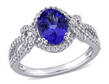 1.79 Carat (ctw) Oval Tanzanite Ring in 14K White Gold with Diamonds