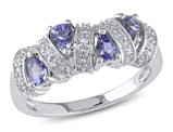 1/2 Carat (ctw) Tanzanite Pave Ring in Sterling Silver