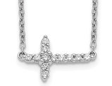 1/7 Carat (ctw) Lab-Grown Diamond Sideways Cross Pendant Necklace in 14K White Gold with Chain