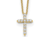 1/4 Carat (ctw) Lab-Grown Diamond Cross Pendant Necklace in 14K Yellow Gold with Chain