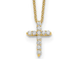1/4 Carat (ctw) Lab-Grown Diamond Cross Pendant Necklace in 14K Yellow Gold with Chain